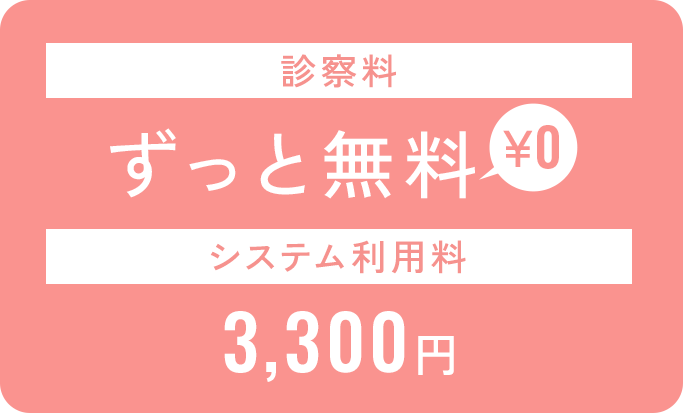 診察料ずっと無料￥0。システム利用料1,500円